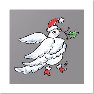 Bird in Holiday Hat Posters and Art